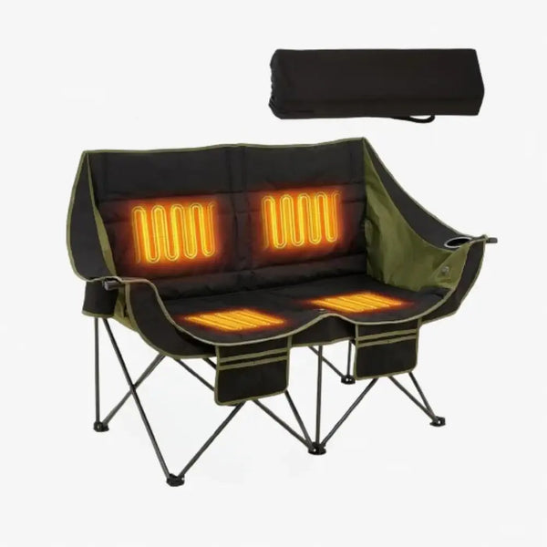Portable heated double chair