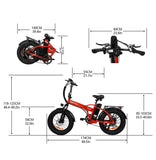 Vélo Électrique Pliable puissance BLJ 1000W - Fat Bike 20" en Alliage d'Aluminium